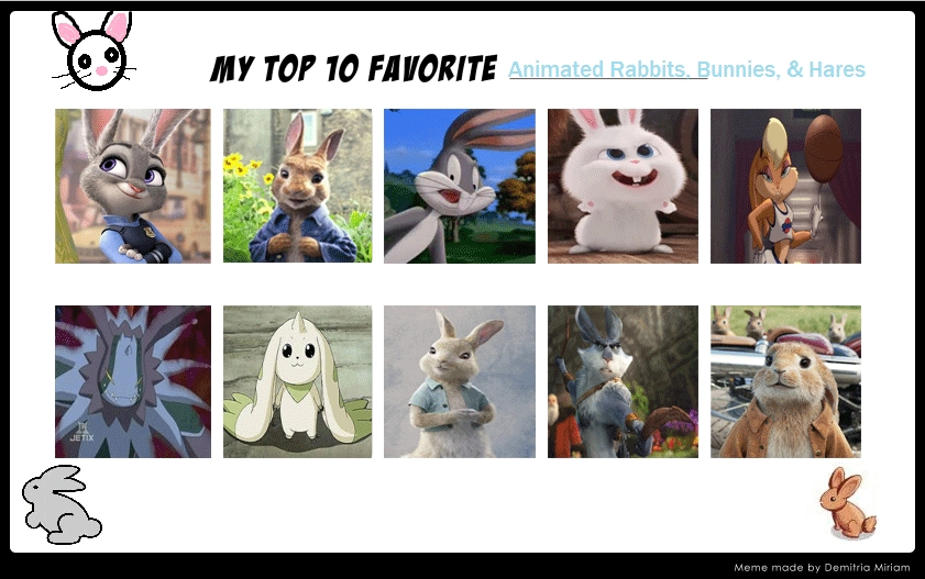 Top 10 Favorite Animated Rabbits by JackSkellington416 on DeviantArt