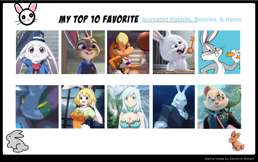 My Top 10 Favorite Animated Rabbits (1) by JackSkellington416 on DeviantArt