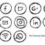 Pen Drawing Style Social Icons