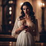 A noble lady Vampire Glass of Blood in Her hands
