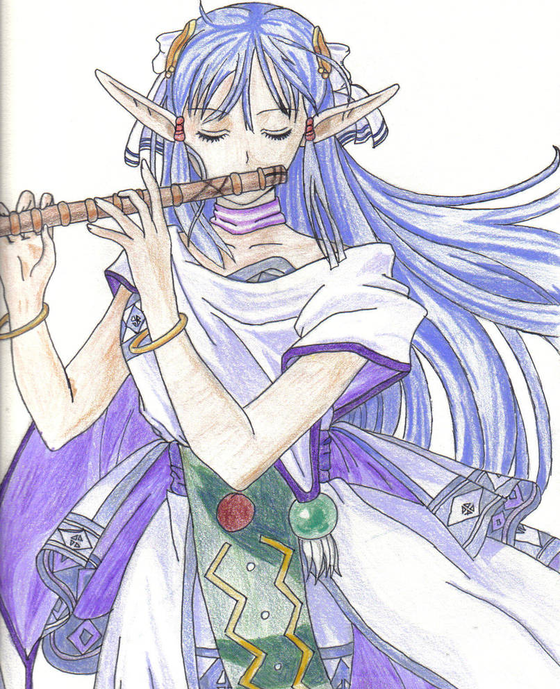 Elf playing flute by Saenda on DeviantArt