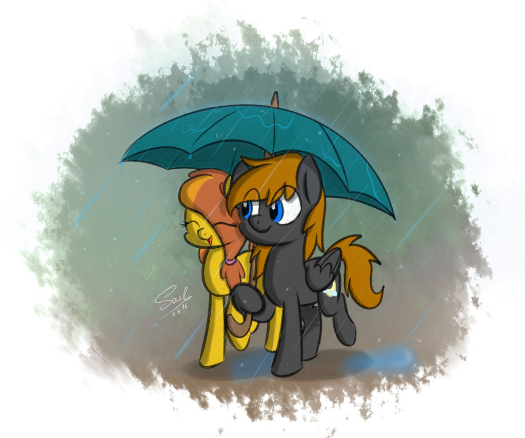 2 Lovebirds And 1 Umbrella