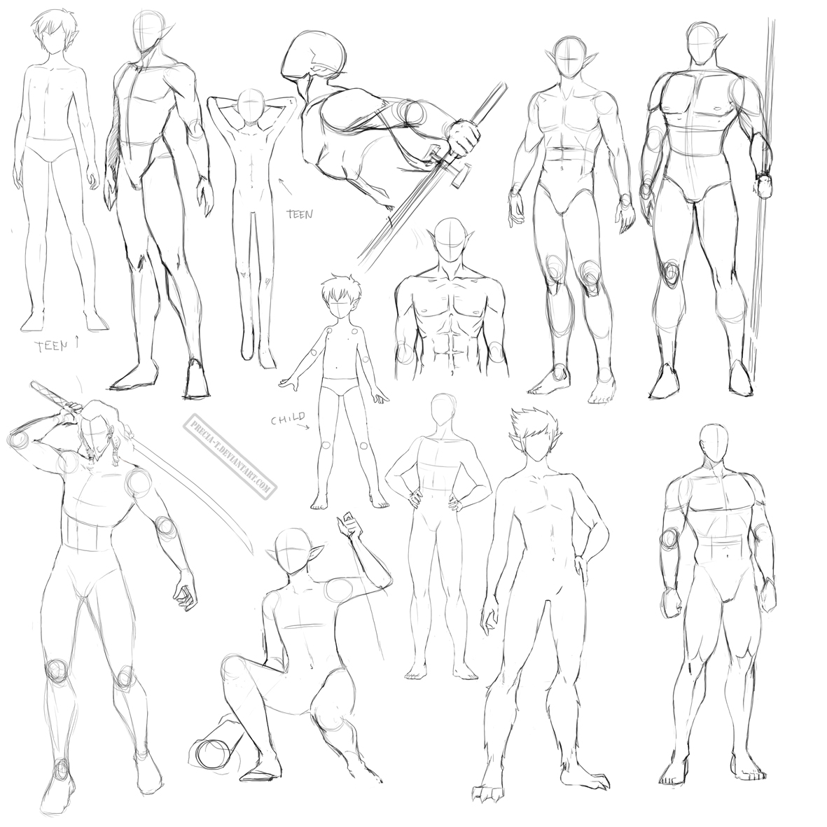 2023 Anime male body poses sketch a 