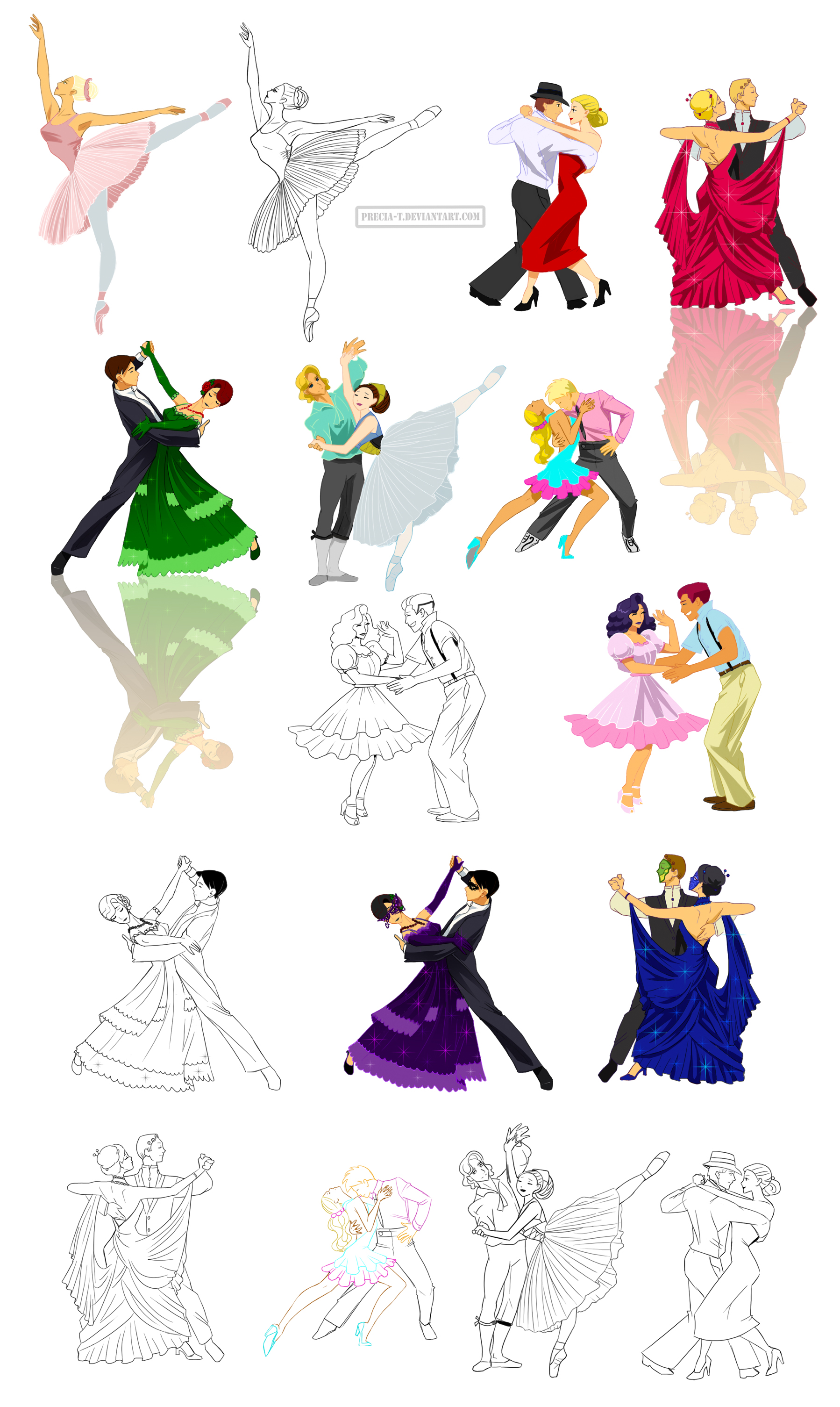 Dancing poses in Disney-like style by Precia-T on DeviantArt