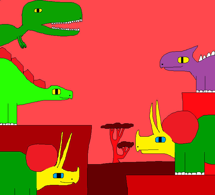 Tyrannosaurus rex and Stegosaurus III by Gojirafan1994 on DeviantArt