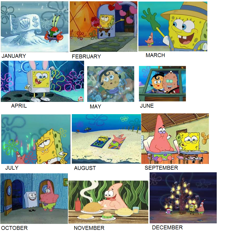 Months Portrayed By Spongebob By Gojirafan1994 On Deviantart Months Portrayed By Spongebob By Gojirafan1994 On Deviantart