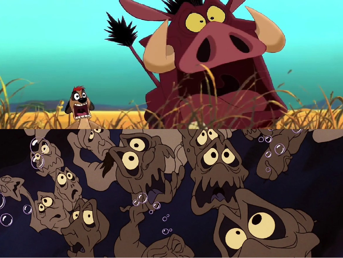 Timon and Pumbaa Scared of Polyps by Gojirafan1994 on DeviantArt