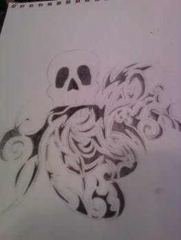 skull breathing fire heart