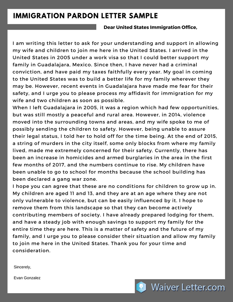 immigration pardon letter sample by waiverlettersample on should i waive my right to see letter of recommendation