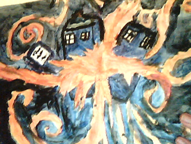 Exploding TARDIS by gimmeataco on DeviantArt
