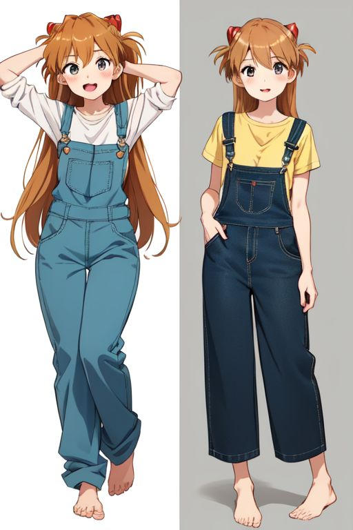 Asuka Langley in Overalls 4 by Mochamonster-X9 on DeviantArt