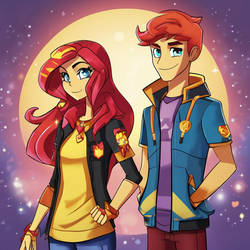 Sunset Shimmer and Sunburst