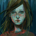 the girl with e blue freckles by yakkingyetis