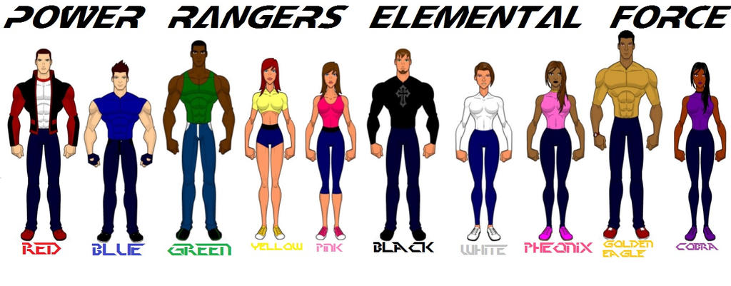 Power Rangers Elemental Force full team unmorphed by jcsj1995 on DeviantArt