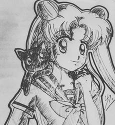 Usagi and Luna traditional art