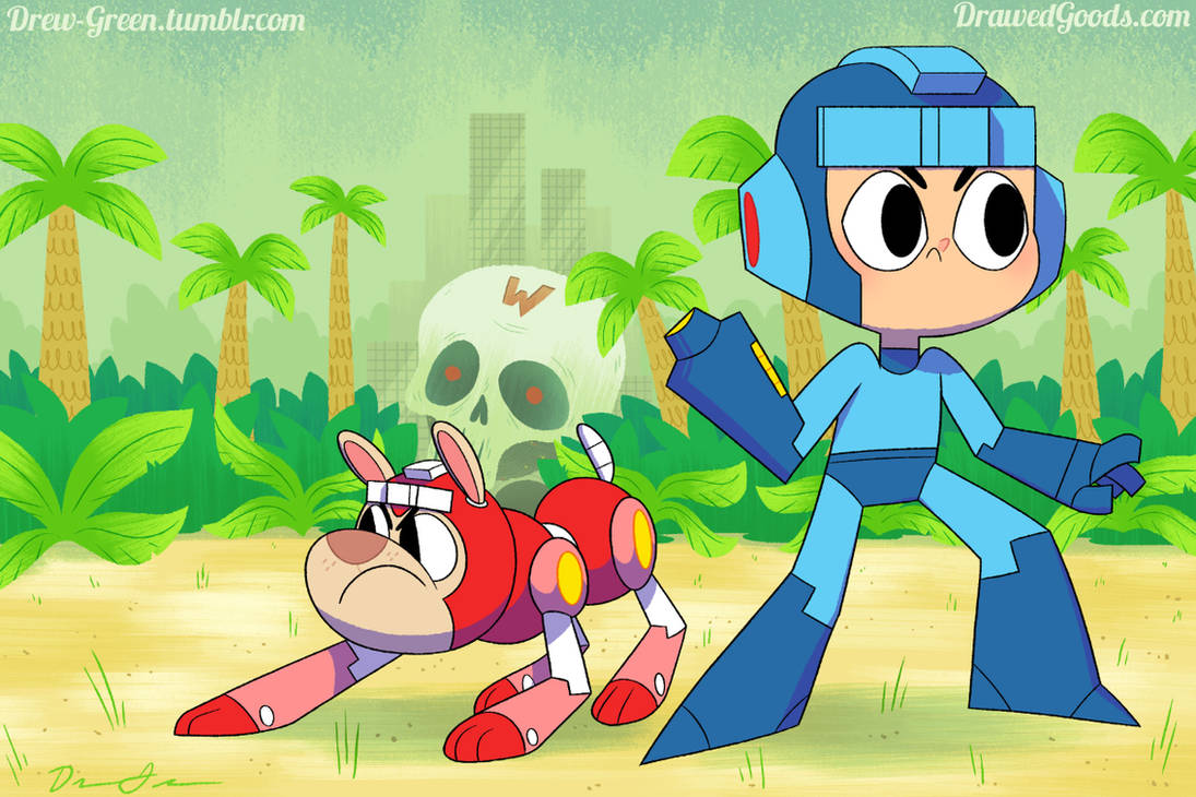 Mega Man and Rush by DrewGreen