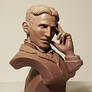 Nikola Tesla bust sculpture WIP2 Niesner