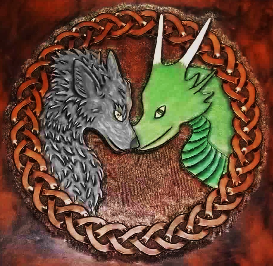 CelticKnot with Dragon and Wolf