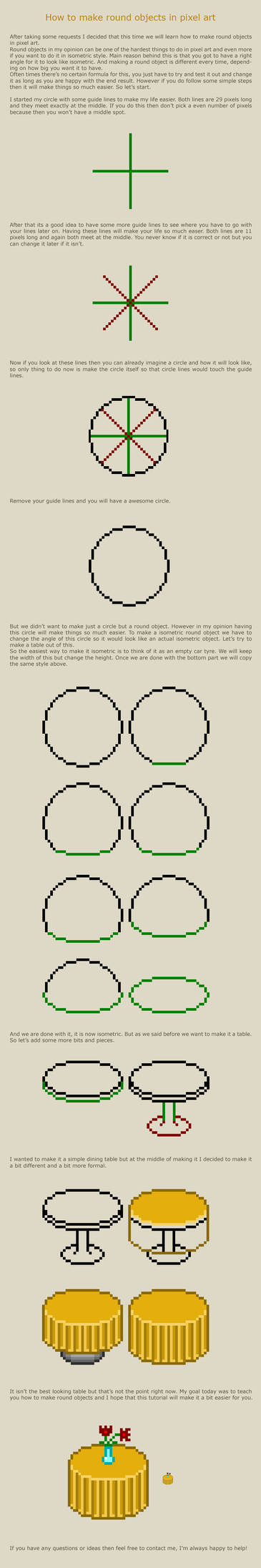 How to make round objects in pixel art