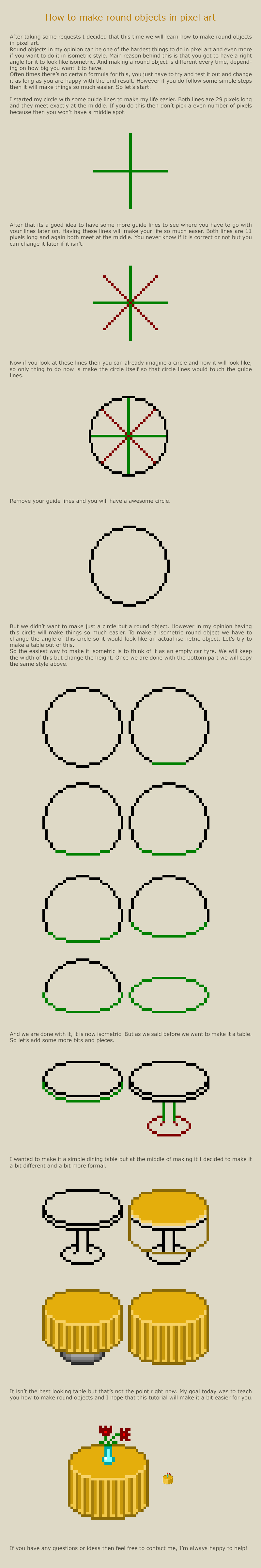 How to make round objects in pixel art