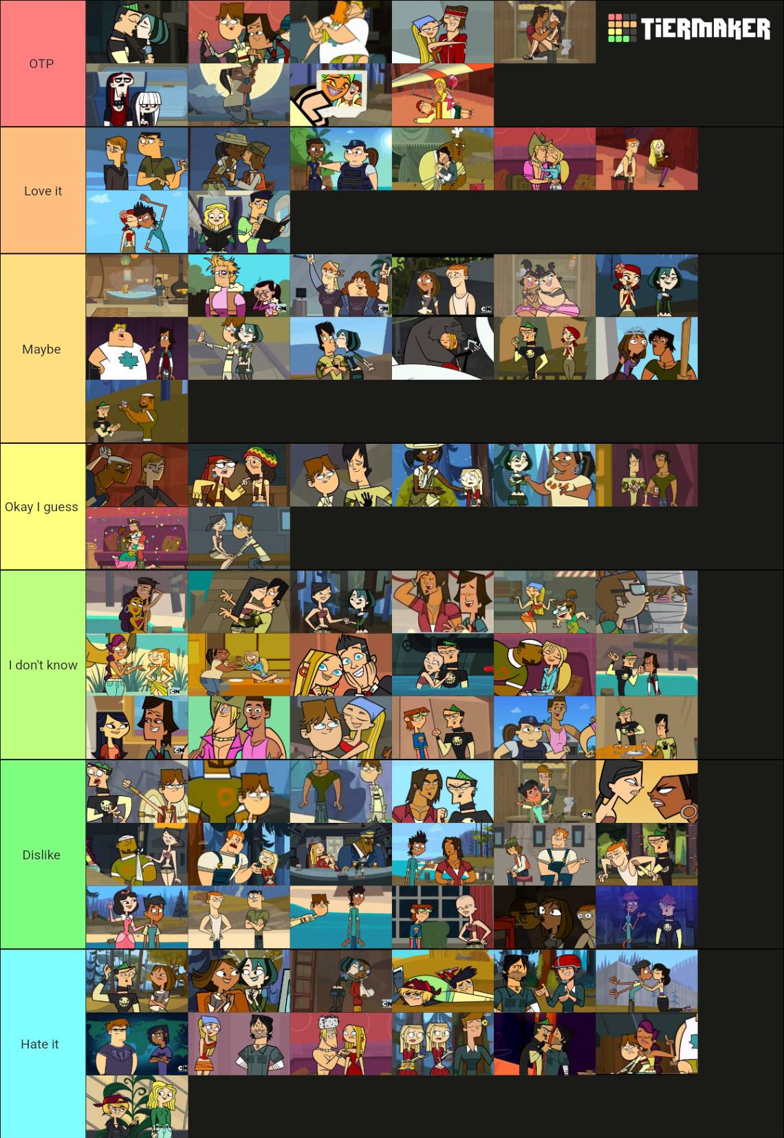 My Total Drama ships teir list by teamzug on DeviantArt