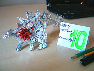 Tin foil Stegosaurus for Fella