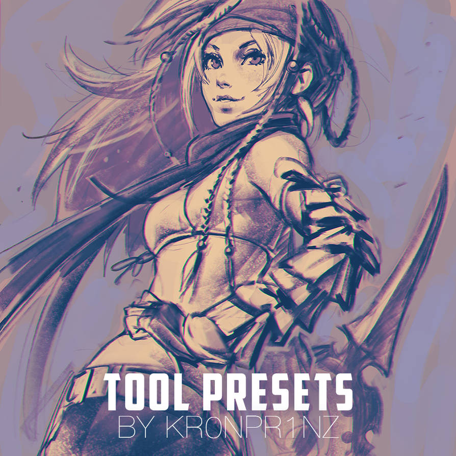 KR0NPR1NZ Tool Presets Brushes and Rikku sketch by Kuvshinov-Ilya
