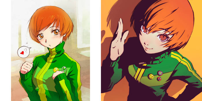 Chie fan arts 2010 - 2014 comparison