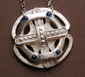 Silver Sapphire Greek Cross