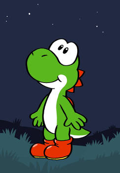 Yoshi is looking at the starry sky