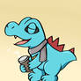 totodile is drinking hot coffee