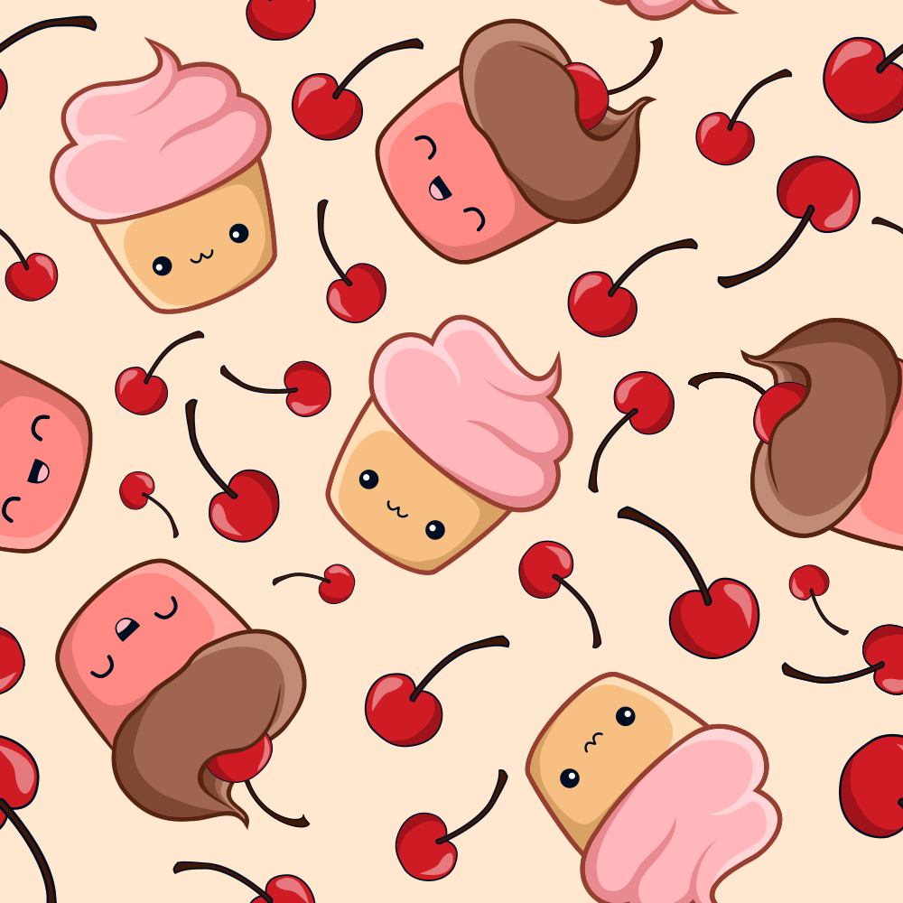 Sweet cupcakes-cherries pattern