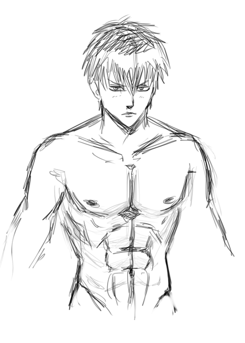 Male Anime Abs Drawing Reference.