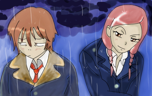 Otani and Risa in the Rain