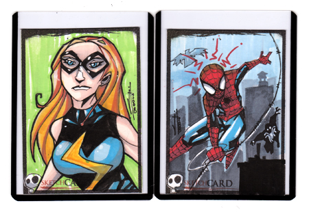 Sketchcards -Ms. Marvel.Spidey