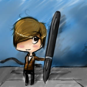 me with tablet in chibi