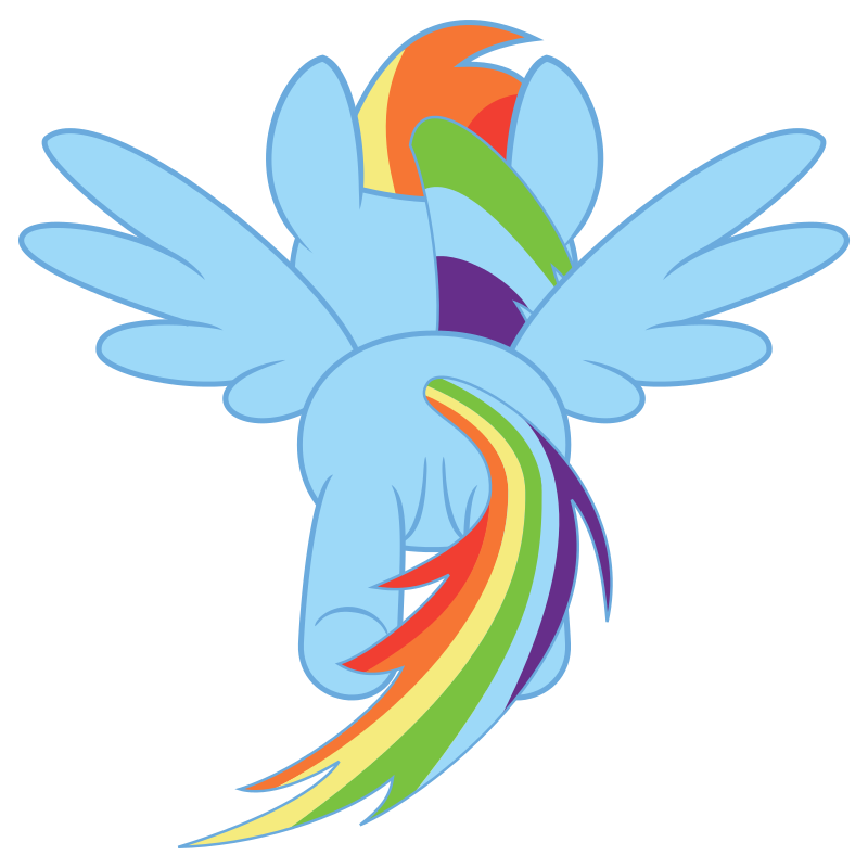 Rainbow Dash flying, rear view