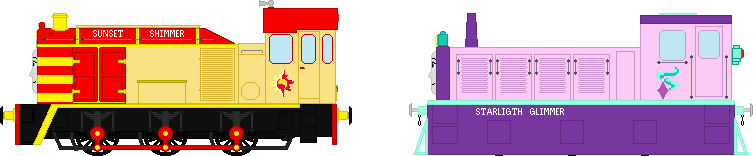 Sunset Shimmer and Starlight Glimmer as Engines by ErikoMclaggen1892 on