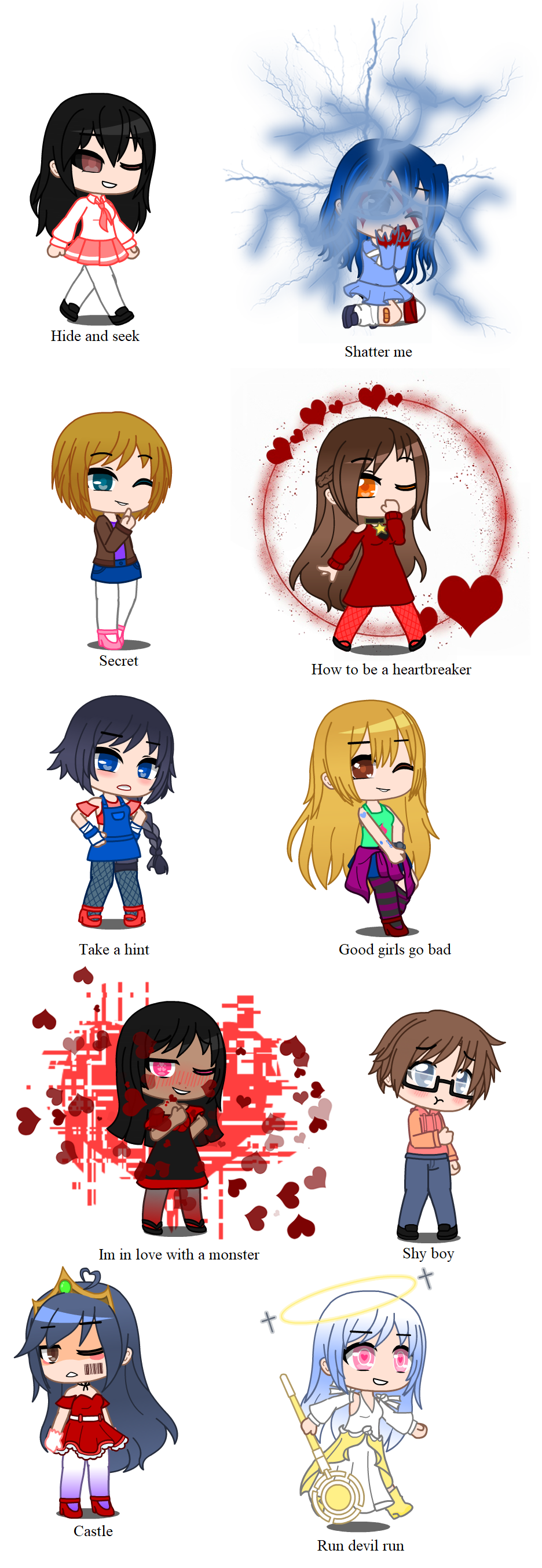 made some characters in Gacha Plus mod (1of2) by hoalyden on DeviantArt