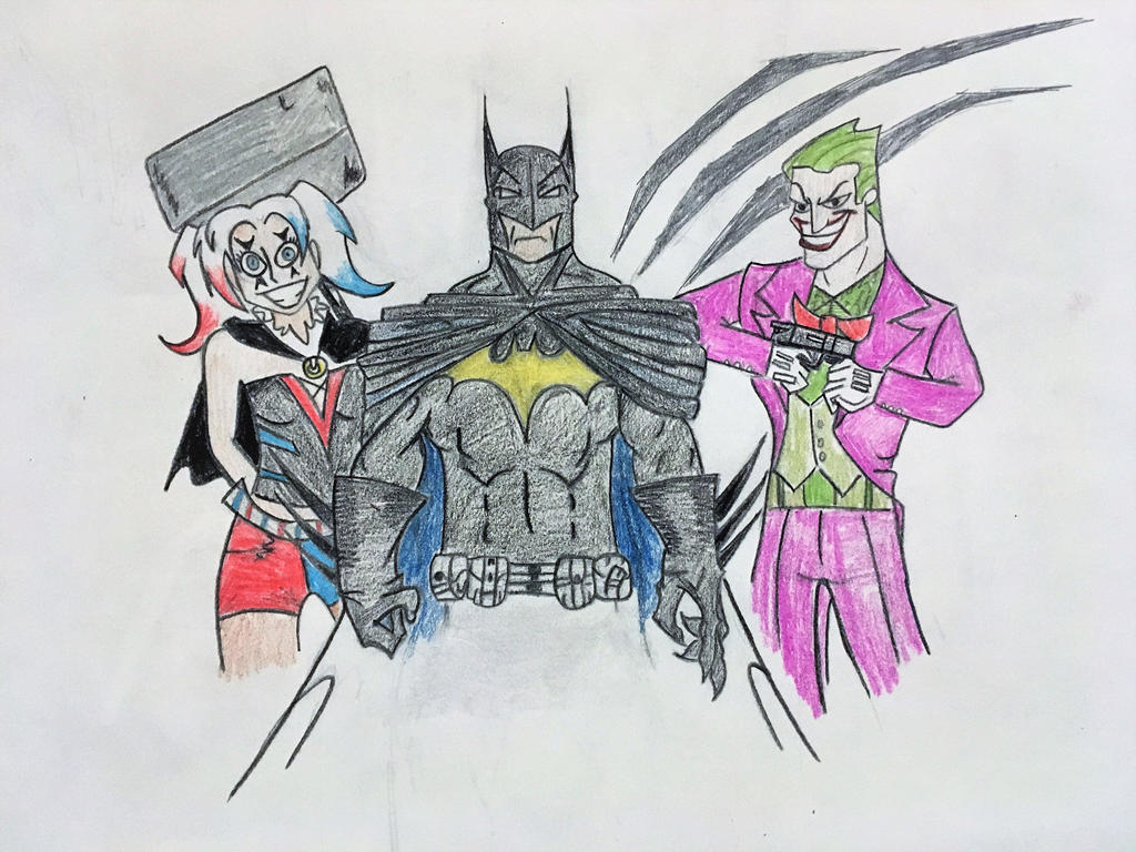 Batman, Harley Quinn, and Joker