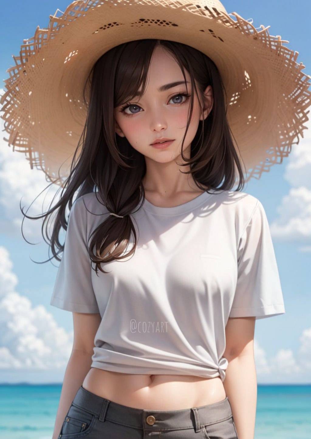Premium AI Image  Anime Style kawaii girl in summertime