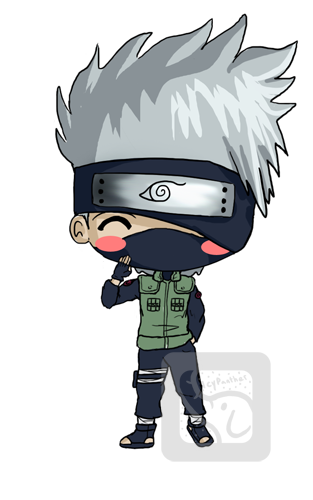 Kakashi hatake in cute chibi anime style