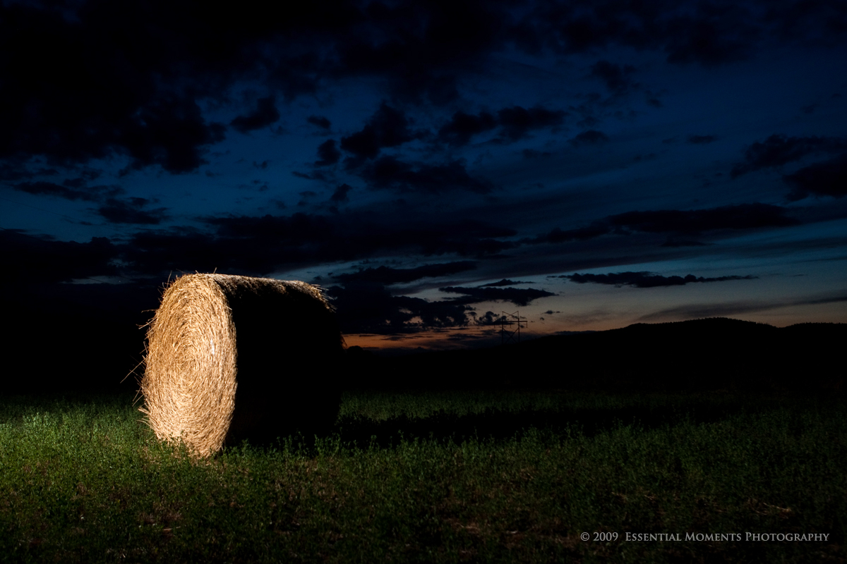Hay Bale at Night