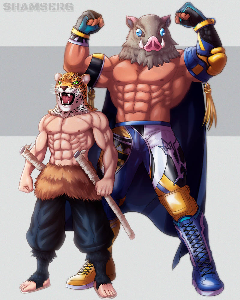 138 - Mask swap shenanigans - King and Inosuke by ChanceFan on DeviantArt