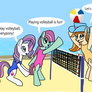 The Ponies Playing Volleyball at the Beach commiss