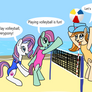 The Ponies Playing Volleyball at the Beach commiss