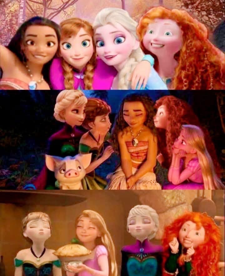 Rapunzel Merida Anna Elsa and Moana. by Erush03 on DeviantArt