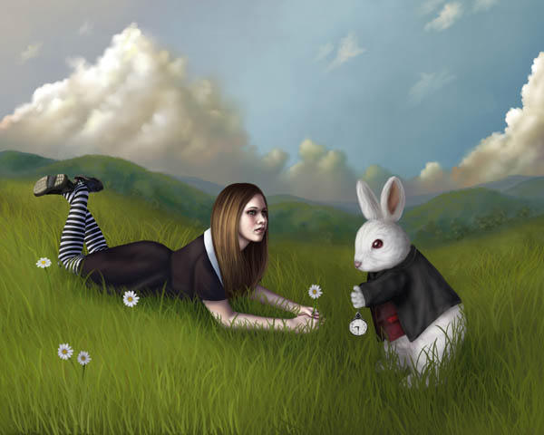 Alice meets the white rabbit by yanmei on DeviantArt