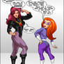 Gravity Girl and Miss Vavoom swap costumes