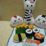 cat, onigiri and sushi